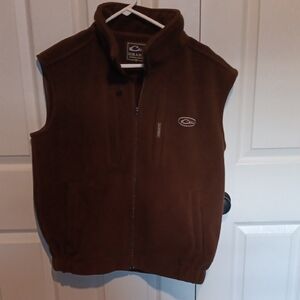 Drake Brown Fleece Vest with Stand Collar